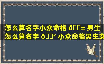 怎么算名字小众命格 🐱 男生「怎么算名字 💮 小众命格男生女生」